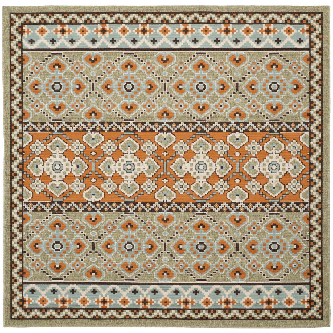 SAFAVIEH Outdoor VER093-0742 Veranda Green / Terracotta Rug Image 1