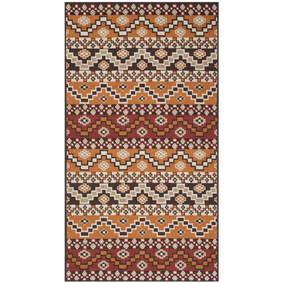 SAFAVIEH Outdoor VER095-0332 Veranda Red / Chocolate Rug Image 11