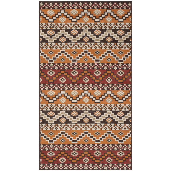 SAFAVIEH Outdoor VER095-0332 Veranda Red / Chocolate Rug Image 1