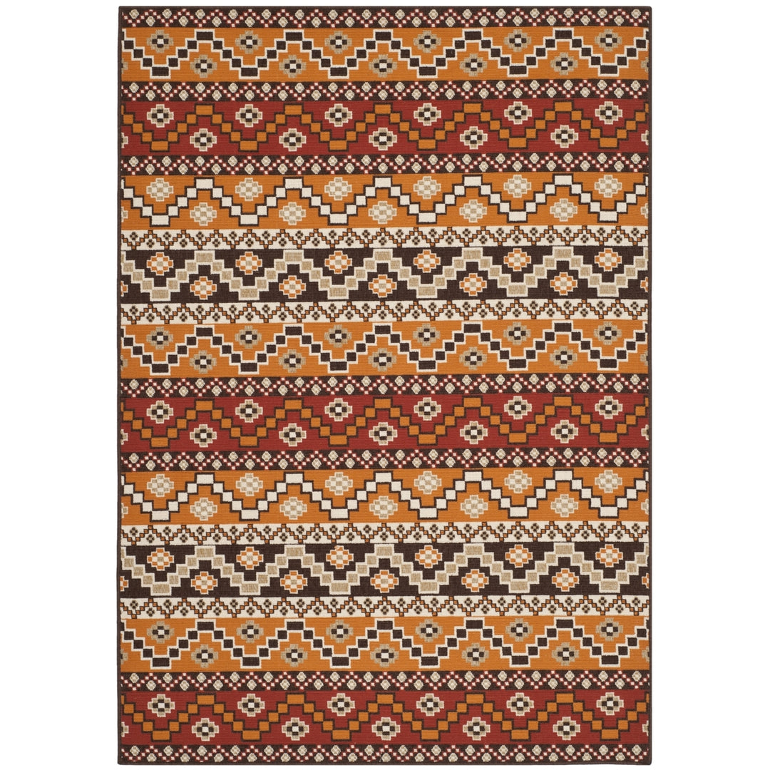 SAFAVIEH Outdoor VER095-0332 Veranda Red / Chocolate Rug Image 12