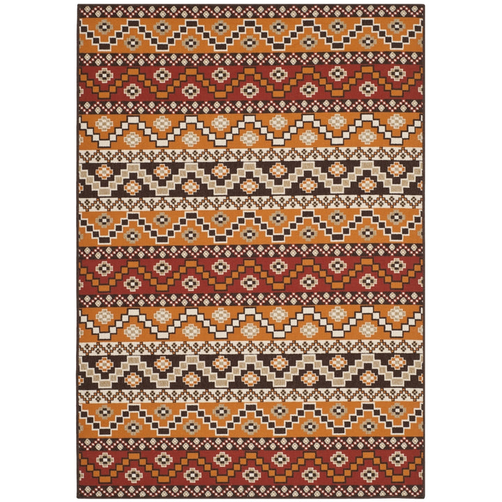 SAFAVIEH Outdoor VER095-0332 Veranda Red / Chocolate Rug Image 12