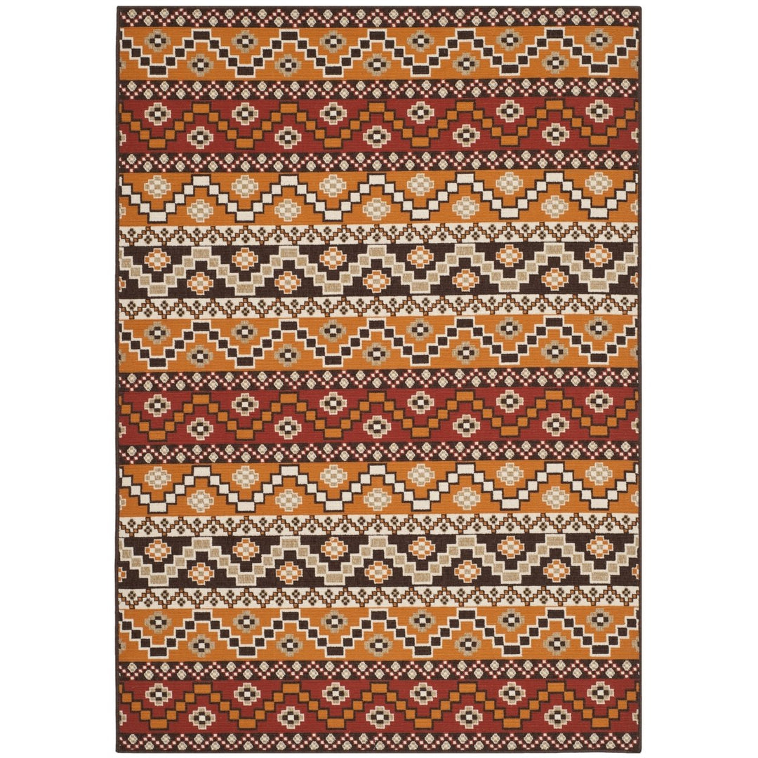 SAFAVIEH Outdoor VER095-0332 Veranda Red / Chocolate Rug Image 1