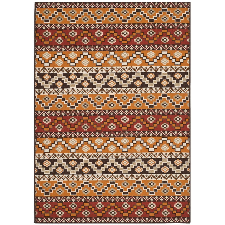 SAFAVIEH Outdoor VER095-0332 Veranda Red / Chocolate Rug Image 1