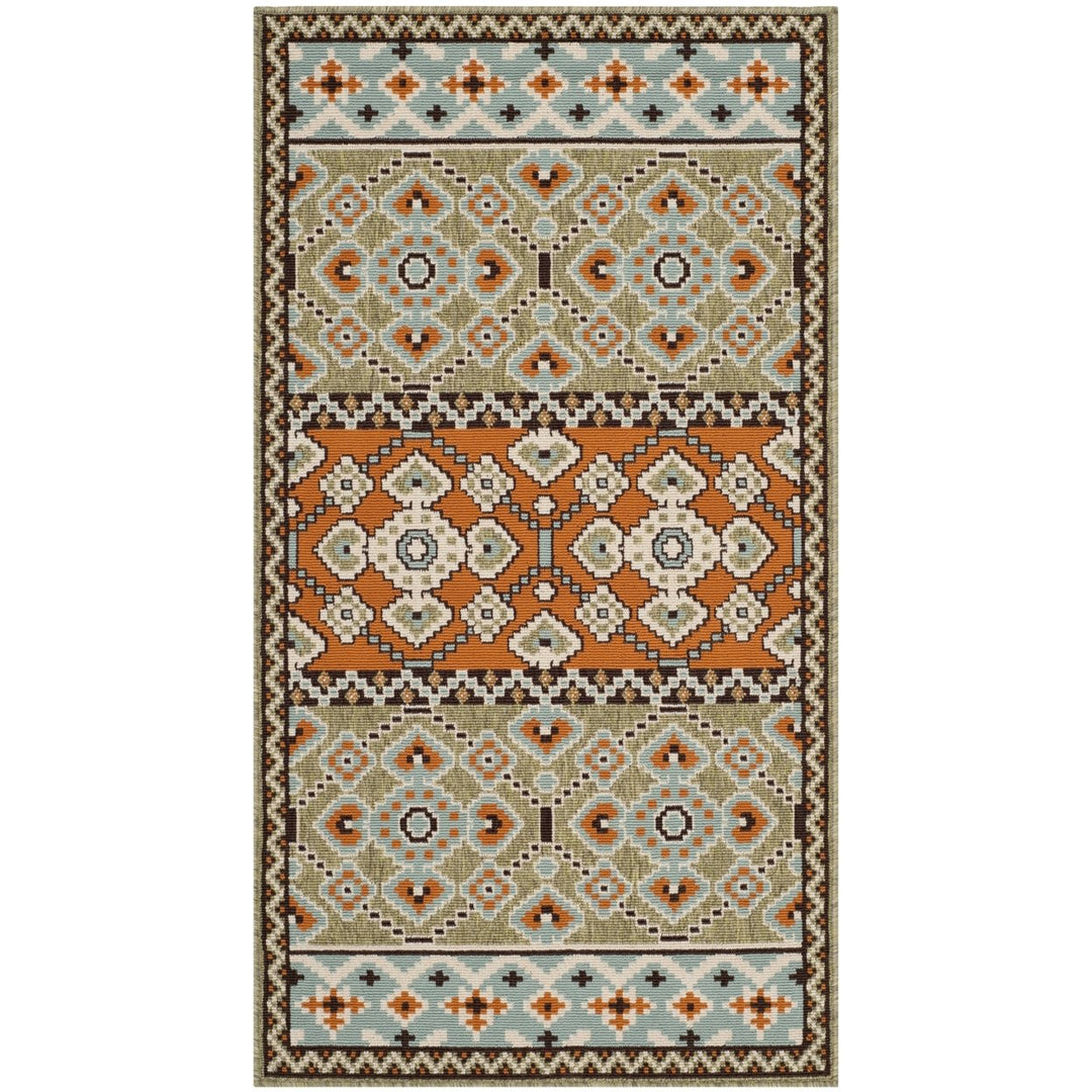 SAFAVIEH Outdoor VER093-0742 Veranda Green / Terracotta Rug Image 1