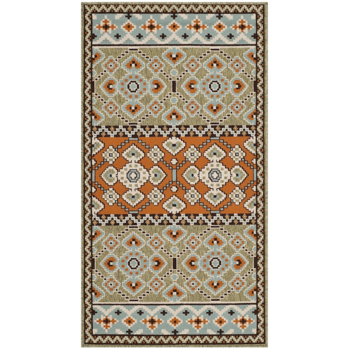 SAFAVIEH Outdoor VER093-0742 Veranda Green / Terracotta Rug Image 1