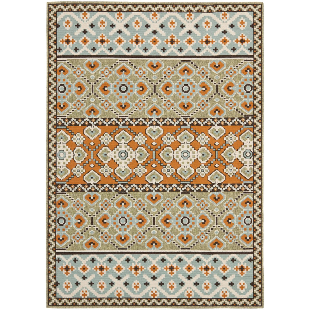 SAFAVIEH Outdoor VER093-0742 Veranda Green / Terracotta Rug Image 1