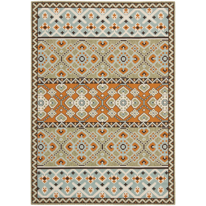 SAFAVIEH Outdoor VER093-0742 Veranda Green / Terracotta Rug Image 1