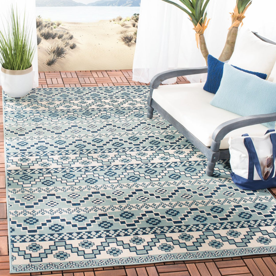 SAFAVIEH Outdoor VER095-3934 Veranda Turquoise / Blue Rug Image 1