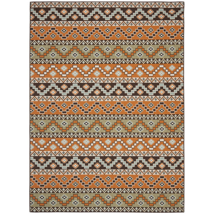 SAFAVIEH Outdoor VER095-0752 Veranda Terracotta / Chocolate Rug Image 1