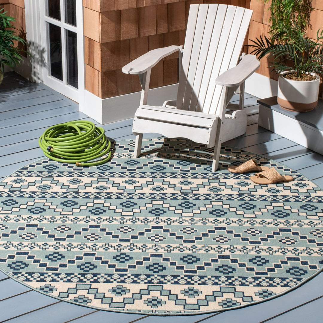 SAFAVIEH Outdoor VER095-3934 Veranda Turquoise / Blue Rug Image 2