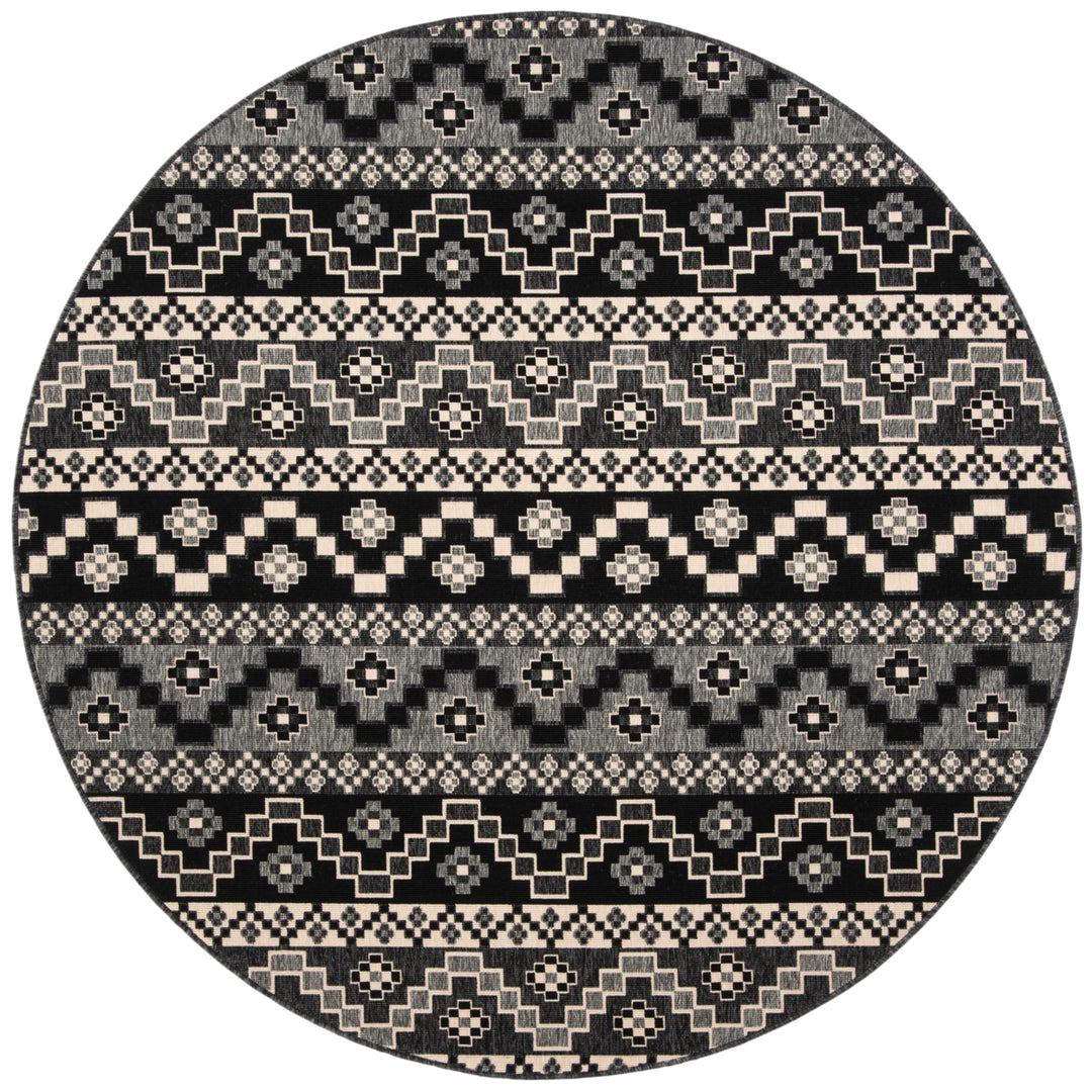 SAFAVIEH Outdoor VER095-0421 Veranda Black / Beige Rug Image 5