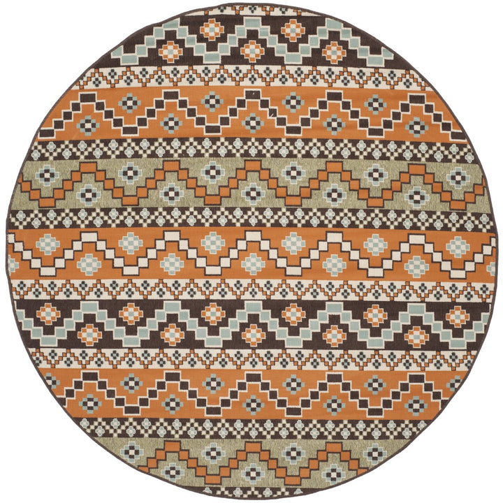 SAFAVIEH Outdoor VER095-0752 Veranda Terracotta / Chocolate Rug Image 1