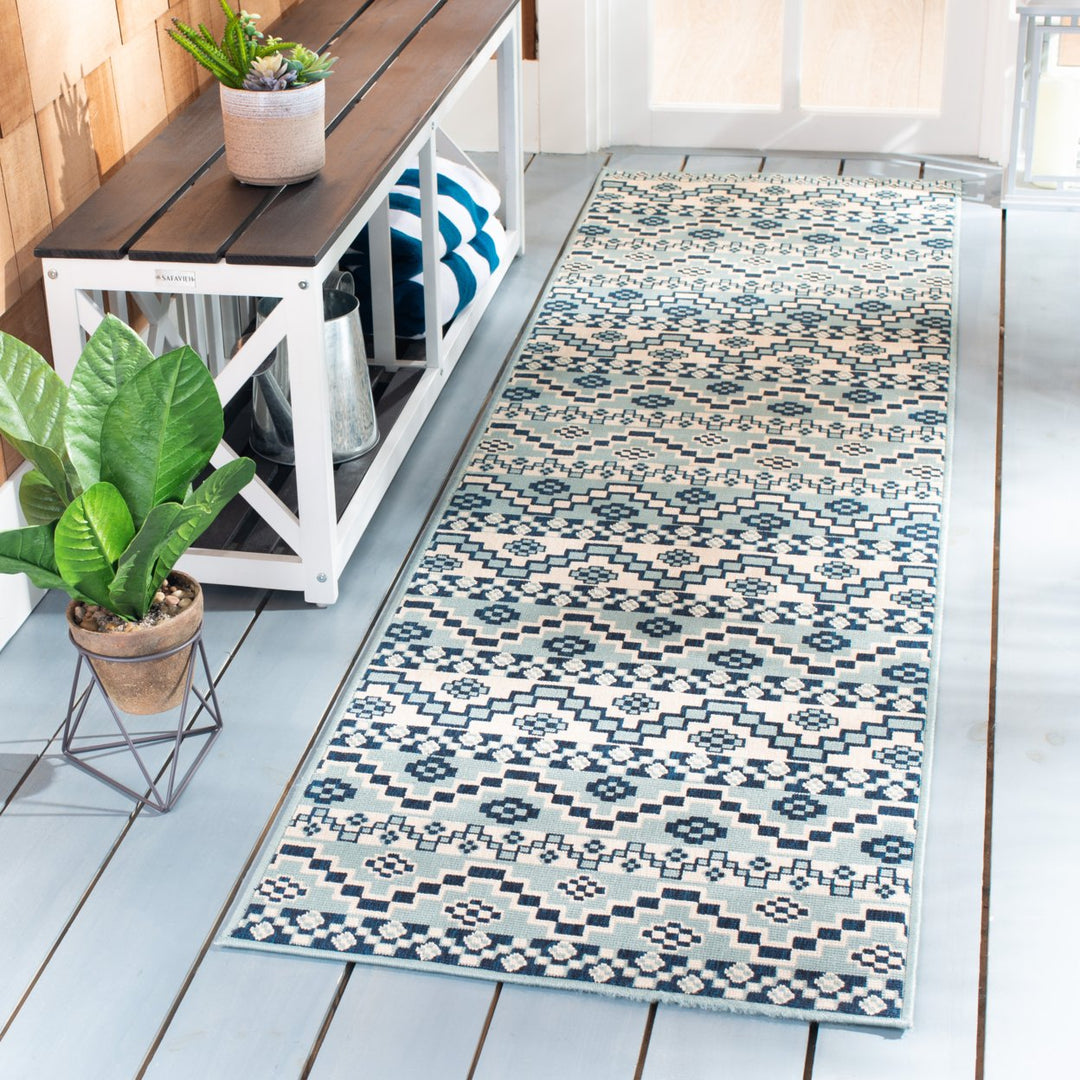 SAFAVIEH Outdoor VER095-3934 Veranda Turquoise / Blue Rug Image 3