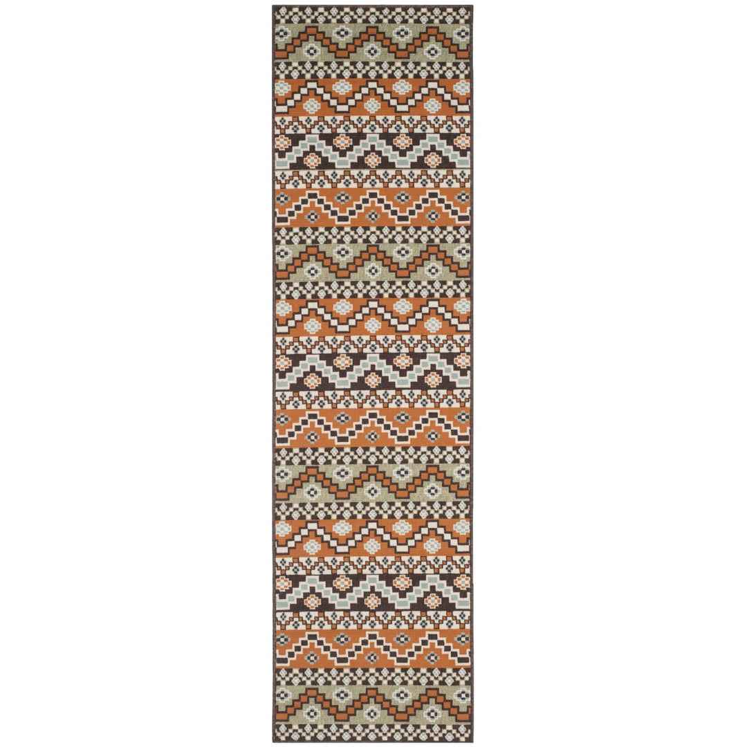 SAFAVIEH Outdoor VER095-0752 Veranda Terracotta / Chocolate Rug Image 1