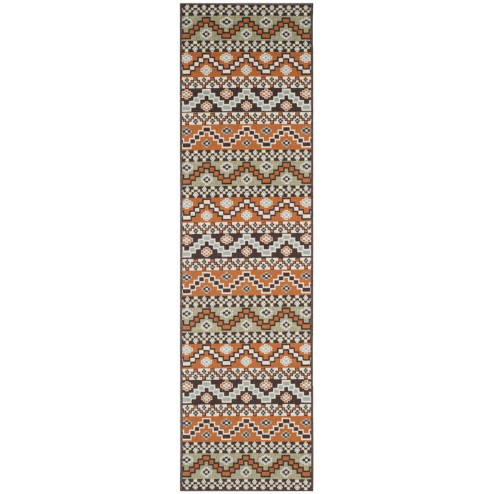 SAFAVIEH Outdoor VER095-0752 Veranda Terracotta / Chocolate Rug Image 1