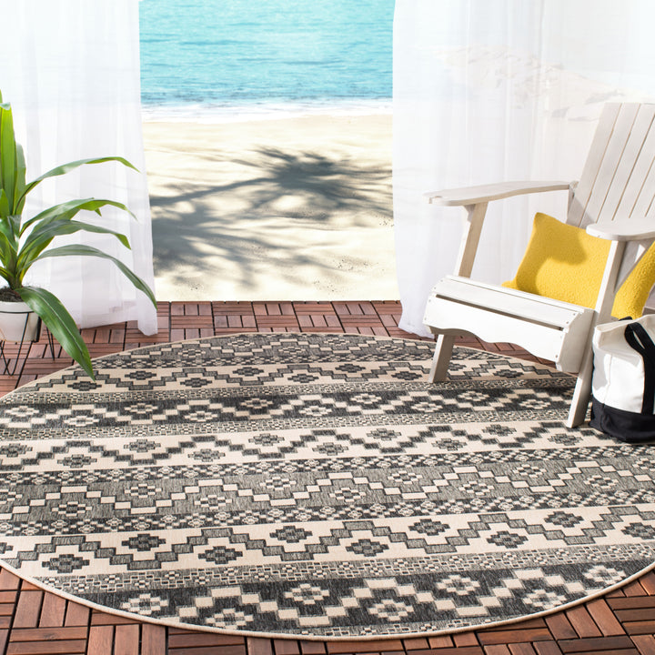 SAFAVIEH Outdoor VER095-3435 Veranda Grey / Beige Rug Image 2