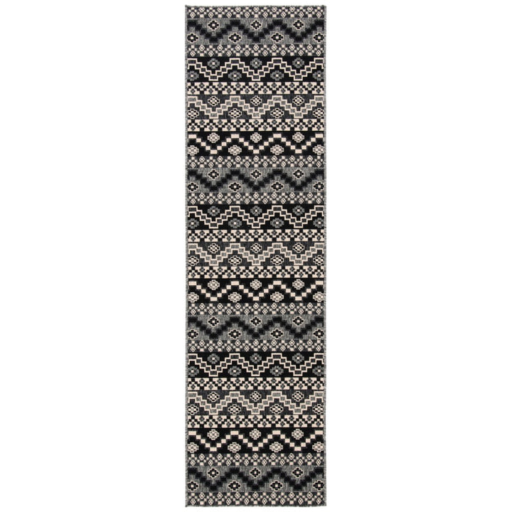 SAFAVIEH Outdoor VER095-0421 Veranda Black / Beige Rug Image 1