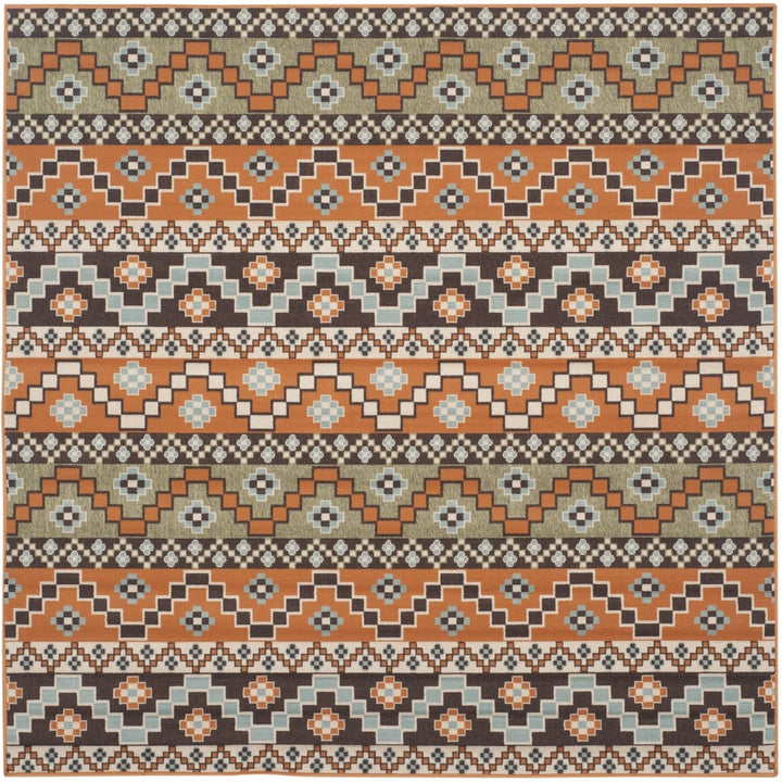 SAFAVIEH Outdoor VER095-0752 Veranda Terracotta / Chocolate Rug Image 1