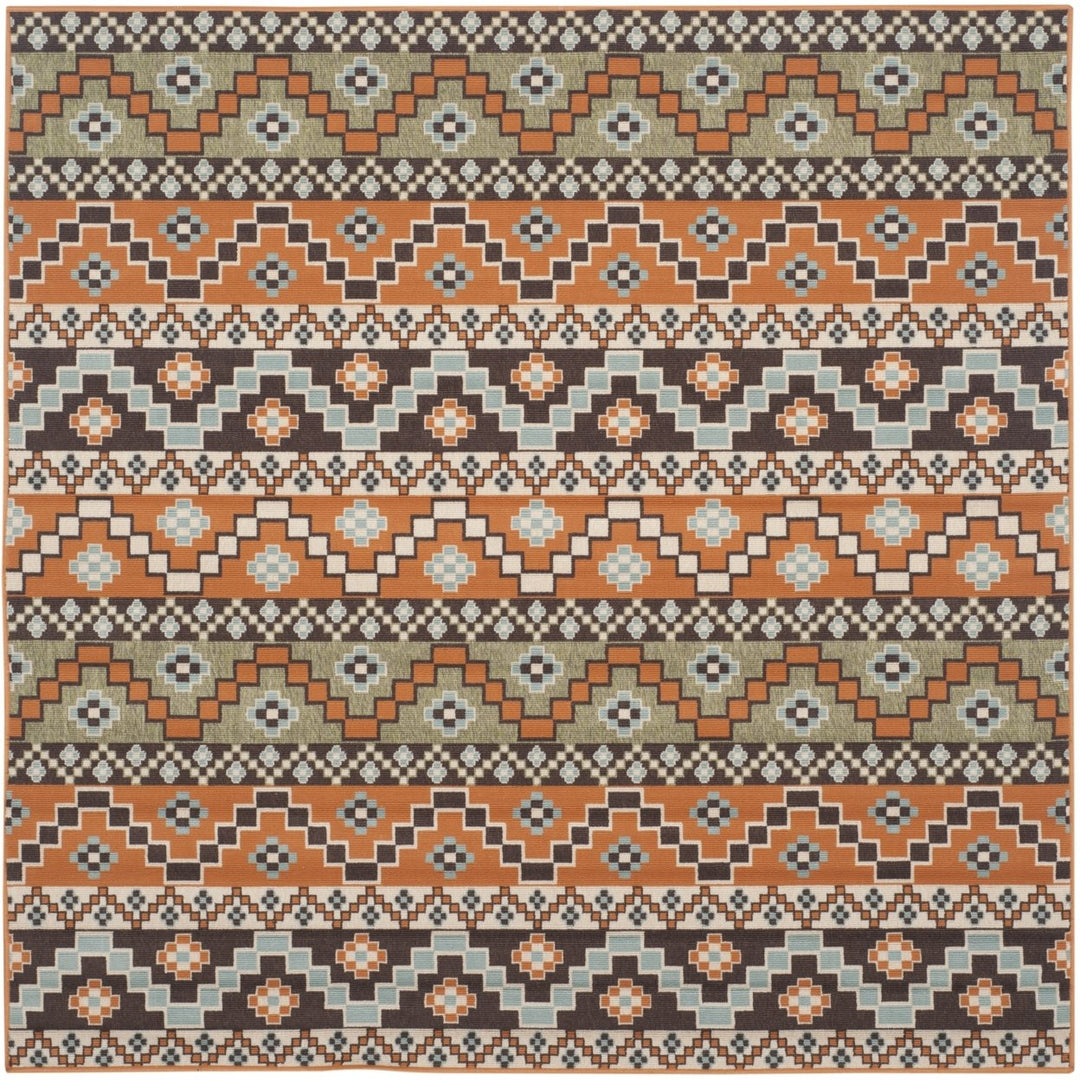 SAFAVIEH Outdoor VER095-0752 Veranda Terracotta / Chocolate Rug Image 1