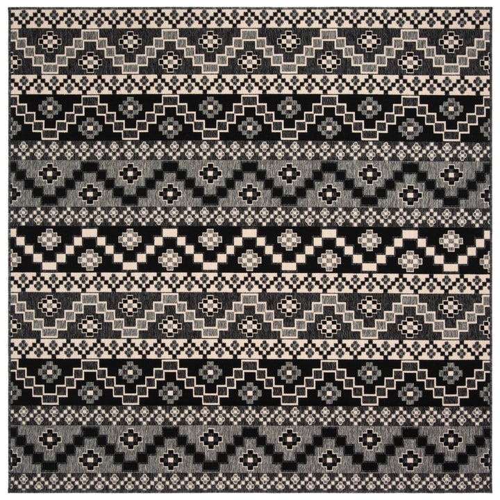 SAFAVIEH Outdoor VER095-0421 Veranda Black / Beige Rug Image 7