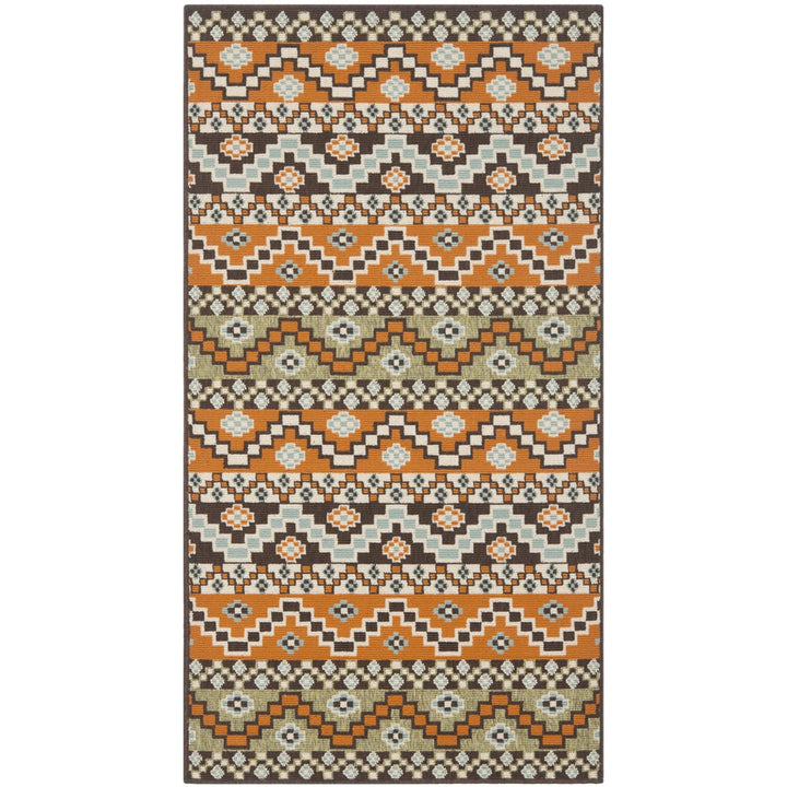 SAFAVIEH Outdoor VER095-0752 Veranda Terracotta / Chocolate Rug Image 1