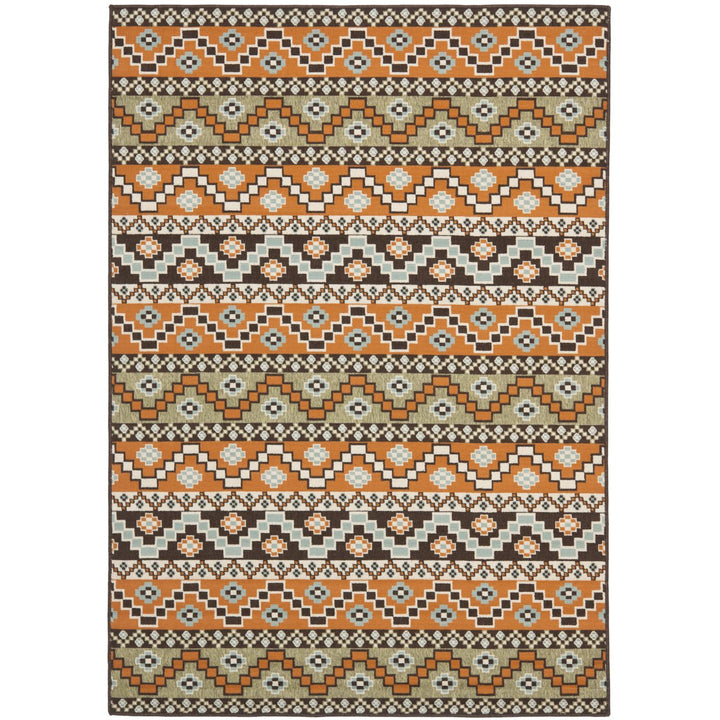 SAFAVIEH Outdoor VER095-0752 Veranda Terracotta / Chocolate Rug Image 1