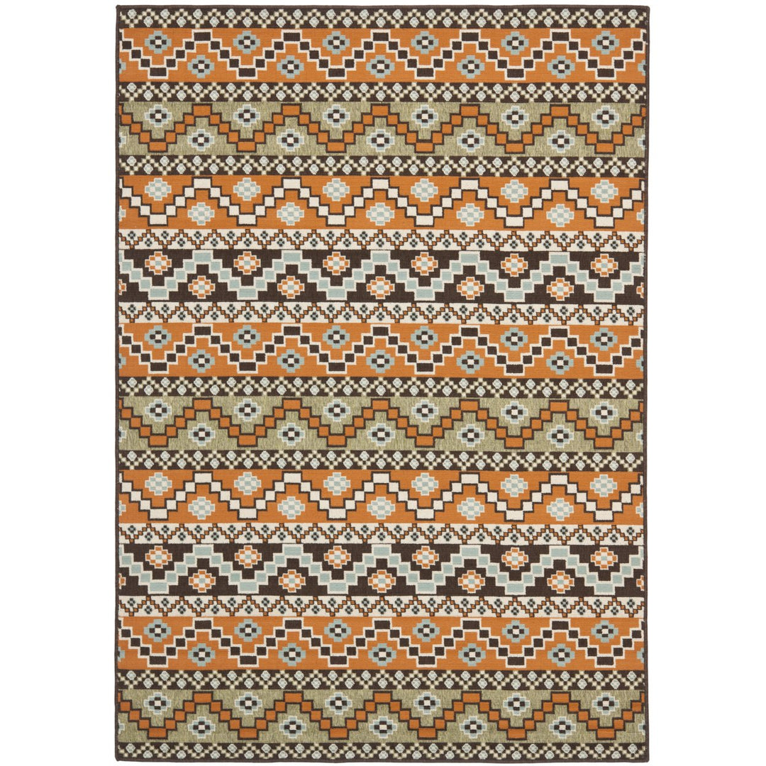 SAFAVIEH Outdoor VER095-0752 Veranda Terracotta / Chocolate Rug Image 1