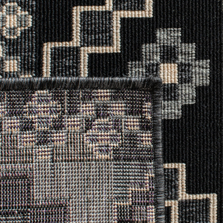 SAFAVIEH Outdoor VER095-0421 Veranda Black / Beige Rug Image 10