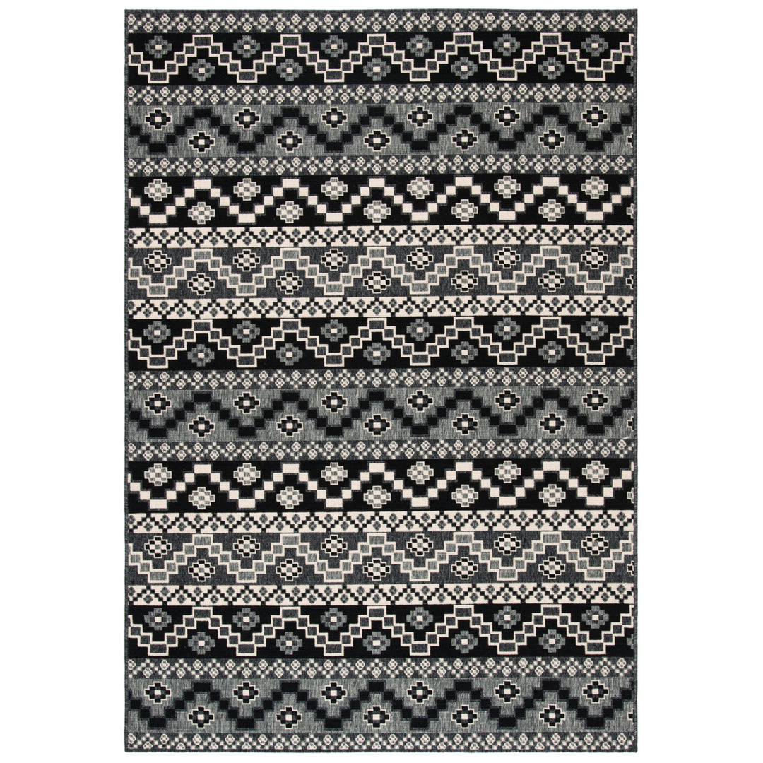 SAFAVIEH Outdoor VER095-0421 Veranda Black / Beige Rug Image 11