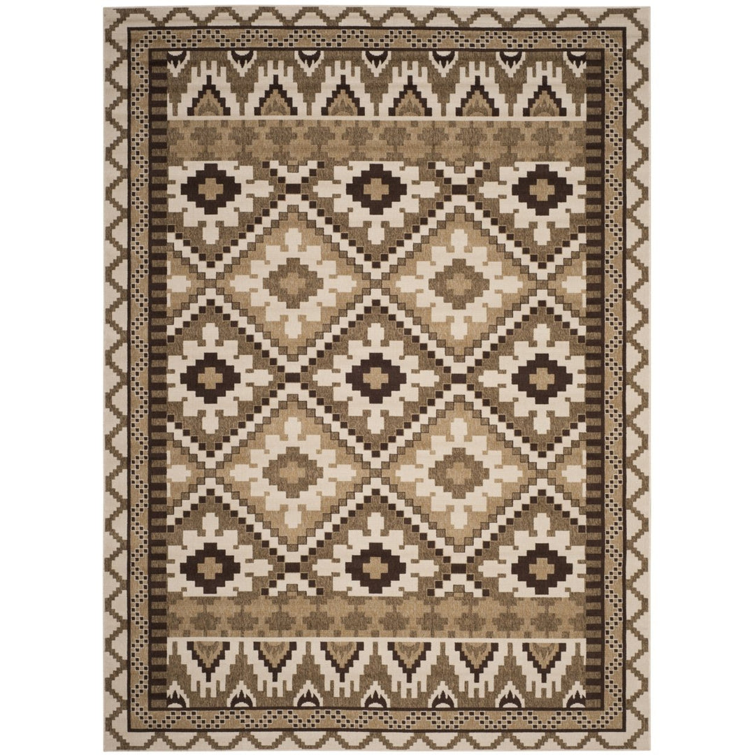 SAFAVIEH Outdoor VER096-0215 Veranda Creme / Brown Rug Image 3