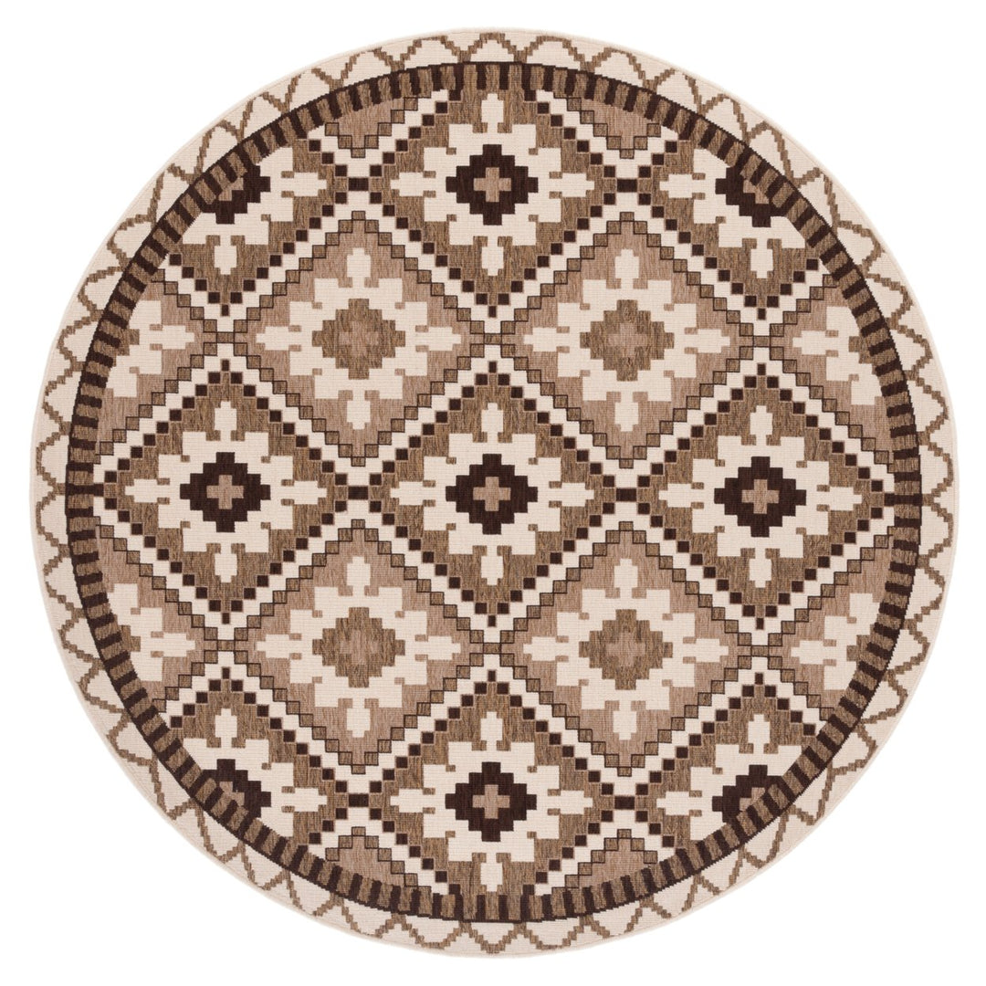 SAFAVIEH Outdoor VER096-0215 Veranda Creme / Brown Rug Image 1