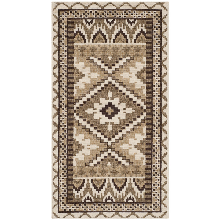 SAFAVIEH Outdoor VER096-0215 Veranda Creme / Brown Rug Image 7