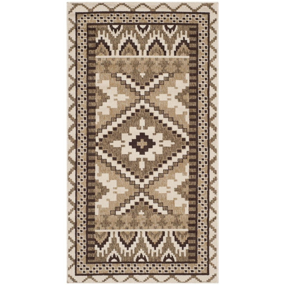 SAFAVIEH Outdoor VER096-0215 Veranda Creme / Brown Rug Image 1