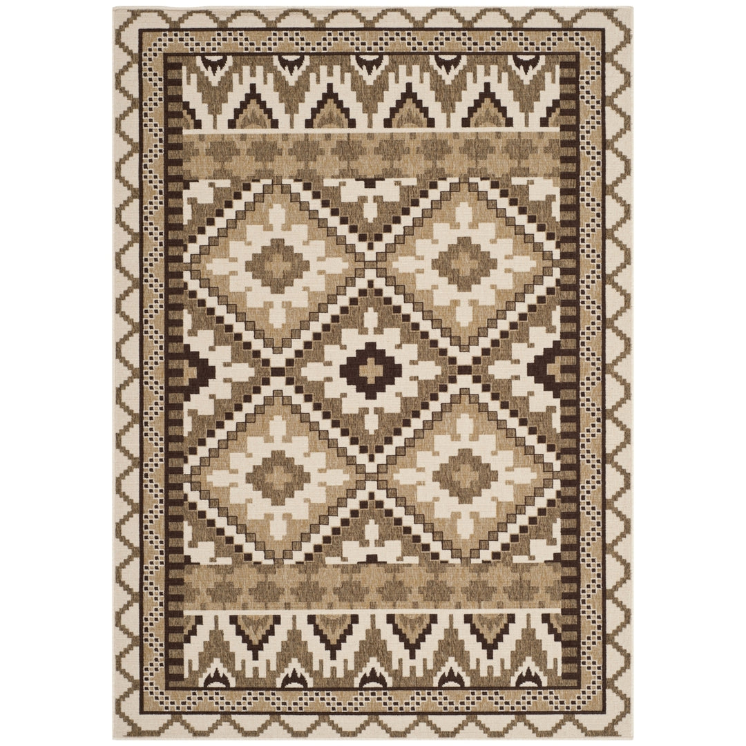 SAFAVIEH Outdoor VER096-0215 Veranda Creme / Brown Rug Image 8