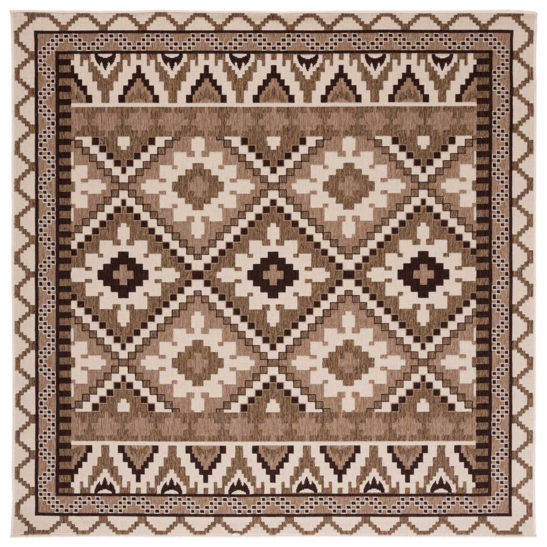 SAFAVIEH Outdoor VER096-0215 Veranda Creme / Brown Rug Image 9