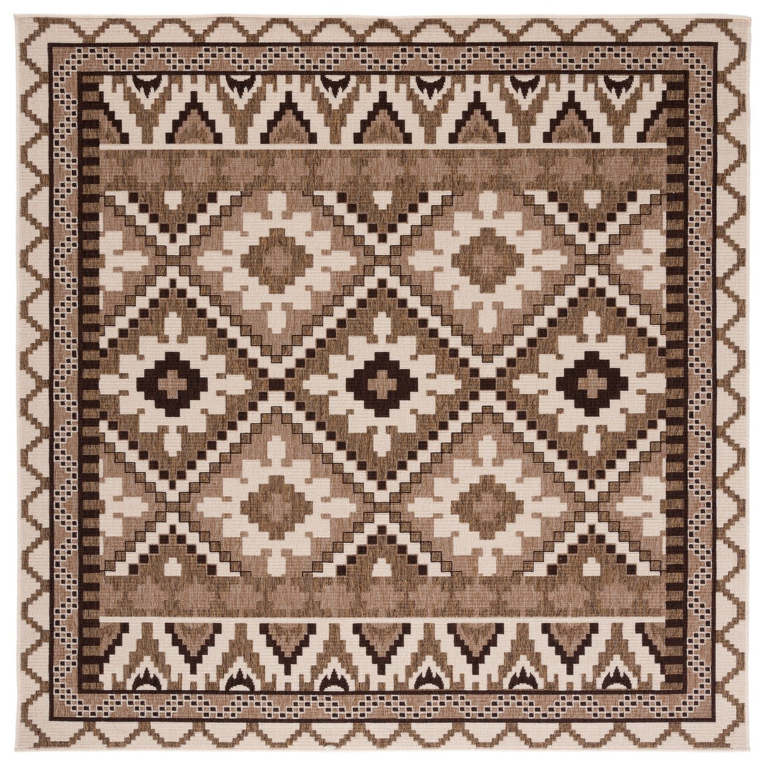 SAFAVIEH Outdoor VER096-0215 Veranda Creme / Brown Rug Image 1