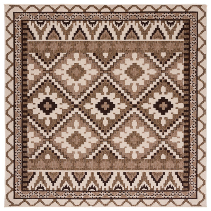 SAFAVIEH Outdoor VER096-0215 Veranda Creme / Brown Rug Image 1