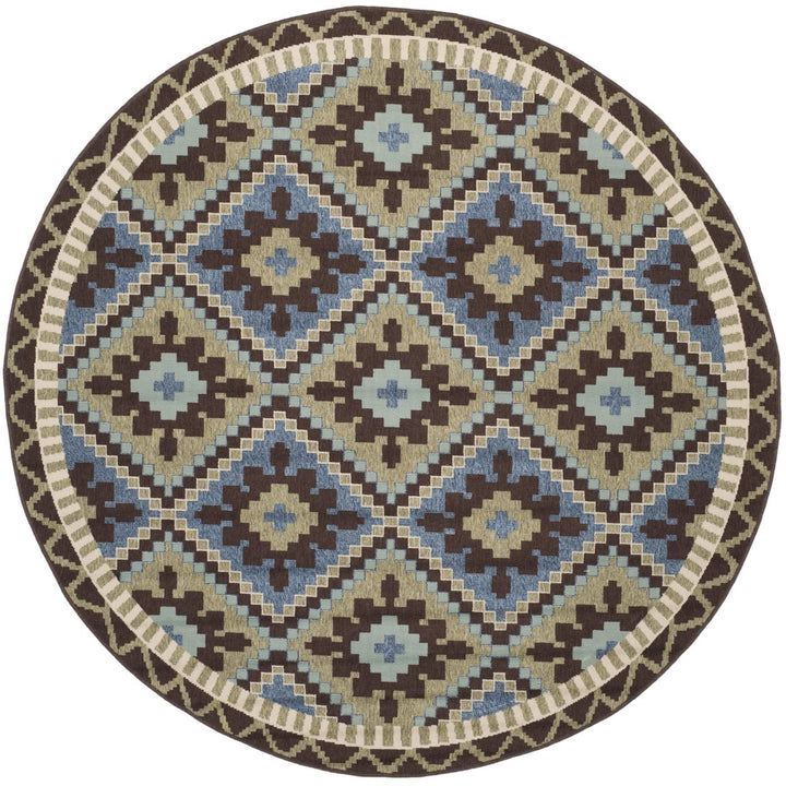 SAFAVIEH Outdoor VER096-0642 Veranda Green / Chocolate Rug Image 1