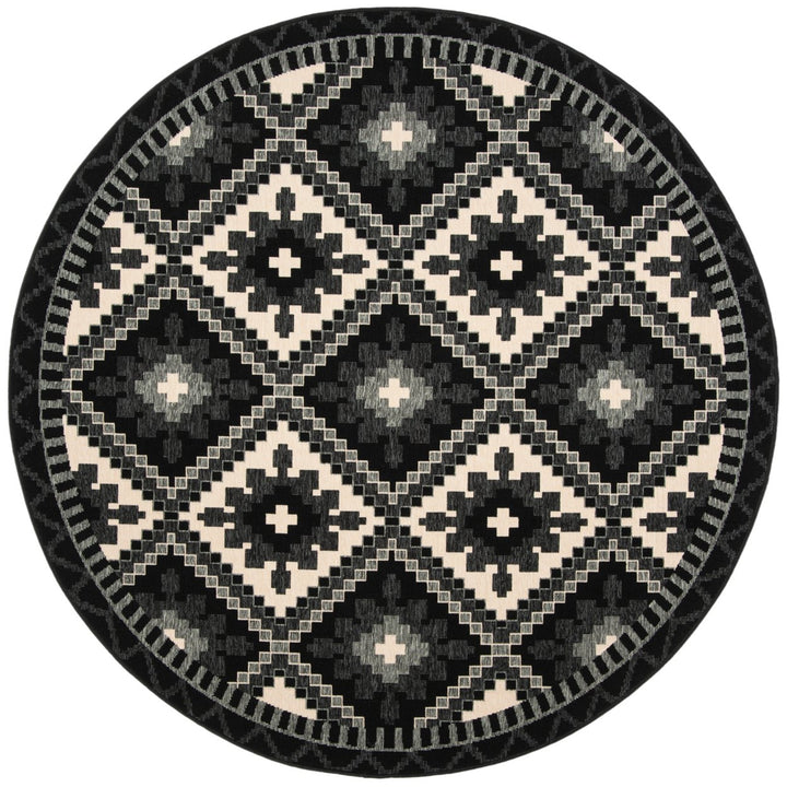 SAFAVIEH Outdoor VER096-0421 Veranda Black / Beige Rug Image 1