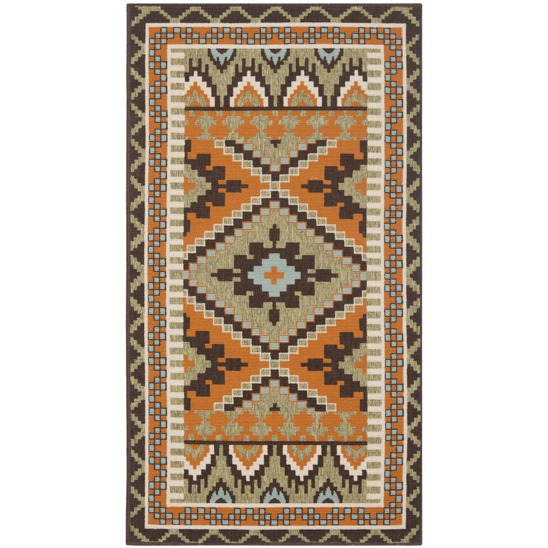 SAFAVIEH Outdoor VER096-0742 Veranda Green / Terracotta Rug Image 1