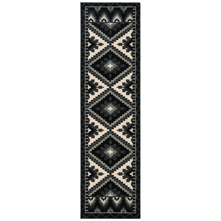 SAFAVIEH Outdoor VER096-0421 Veranda Black / Beige Rug Image 1