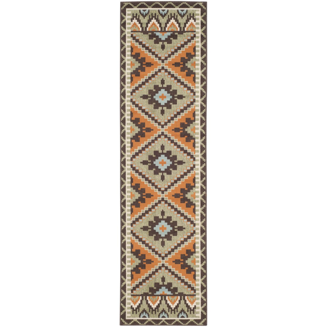 SAFAVIEH Outdoor VER096-0742 Veranda Green / Terracotta Rug Image 1