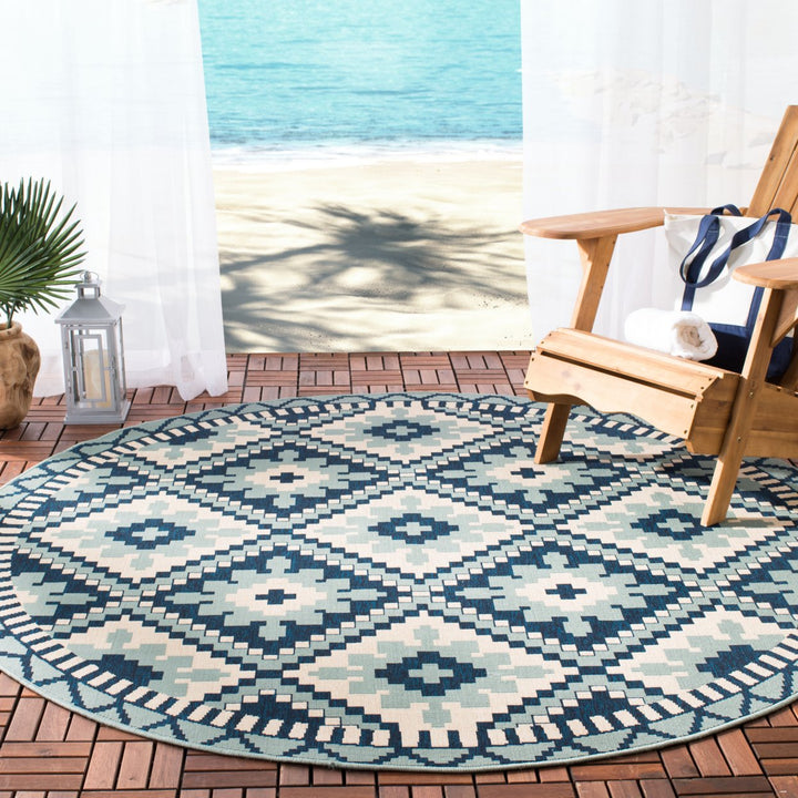 SAFAVIEH Outdoor VER096-3934 Veranda Turquoise / Blue Rug Image 2