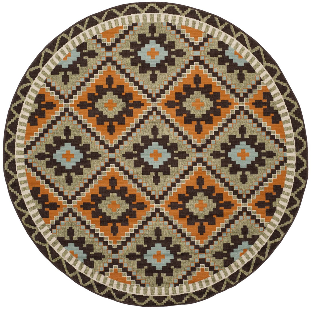 SAFAVIEH Outdoor VER096-0742 Veranda Green / Terracotta Rug Image 1