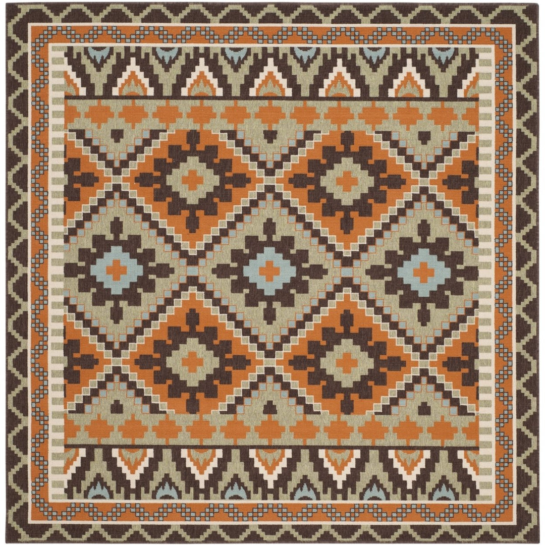 SAFAVIEH Outdoor VER096-0742 Veranda Green / Terracotta Rug Image 1