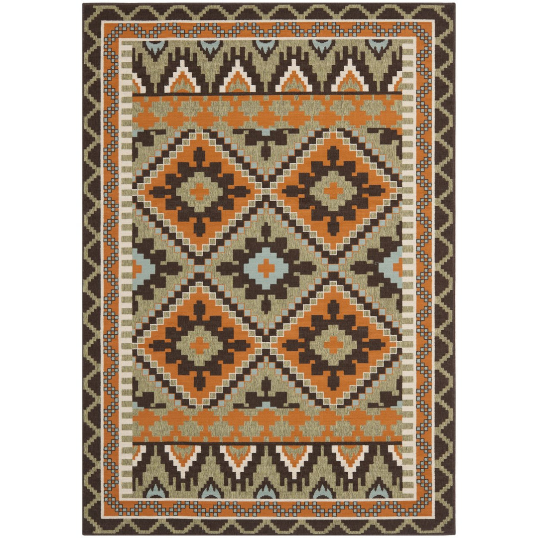 SAFAVIEH Outdoor VER096-0742 Veranda Green / Terracotta Rug Image 1