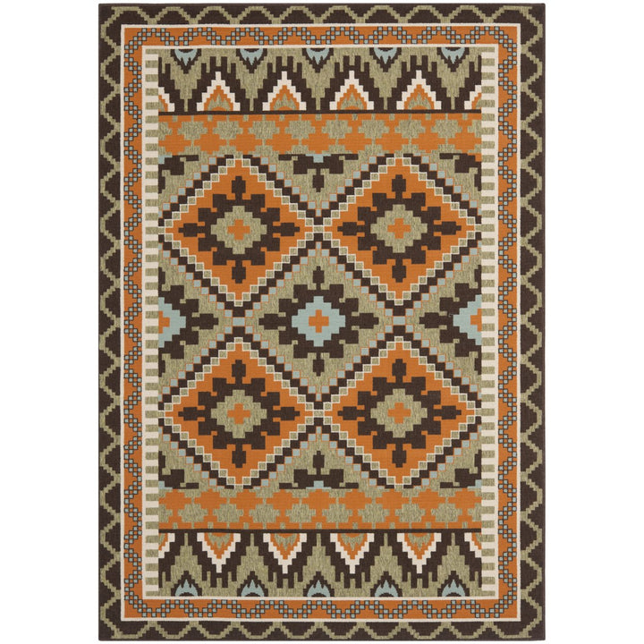 SAFAVIEH Outdoor VER096-0742 Veranda Green / Terracotta Rug Image 1