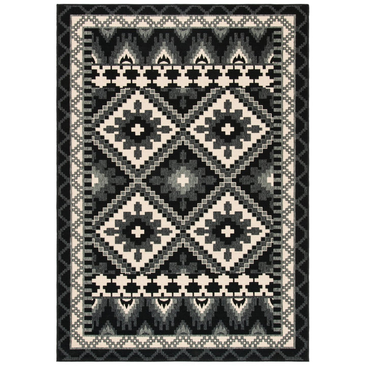 SAFAVIEH Outdoor VER096-0421 Veranda Black / Beige Rug Image 1