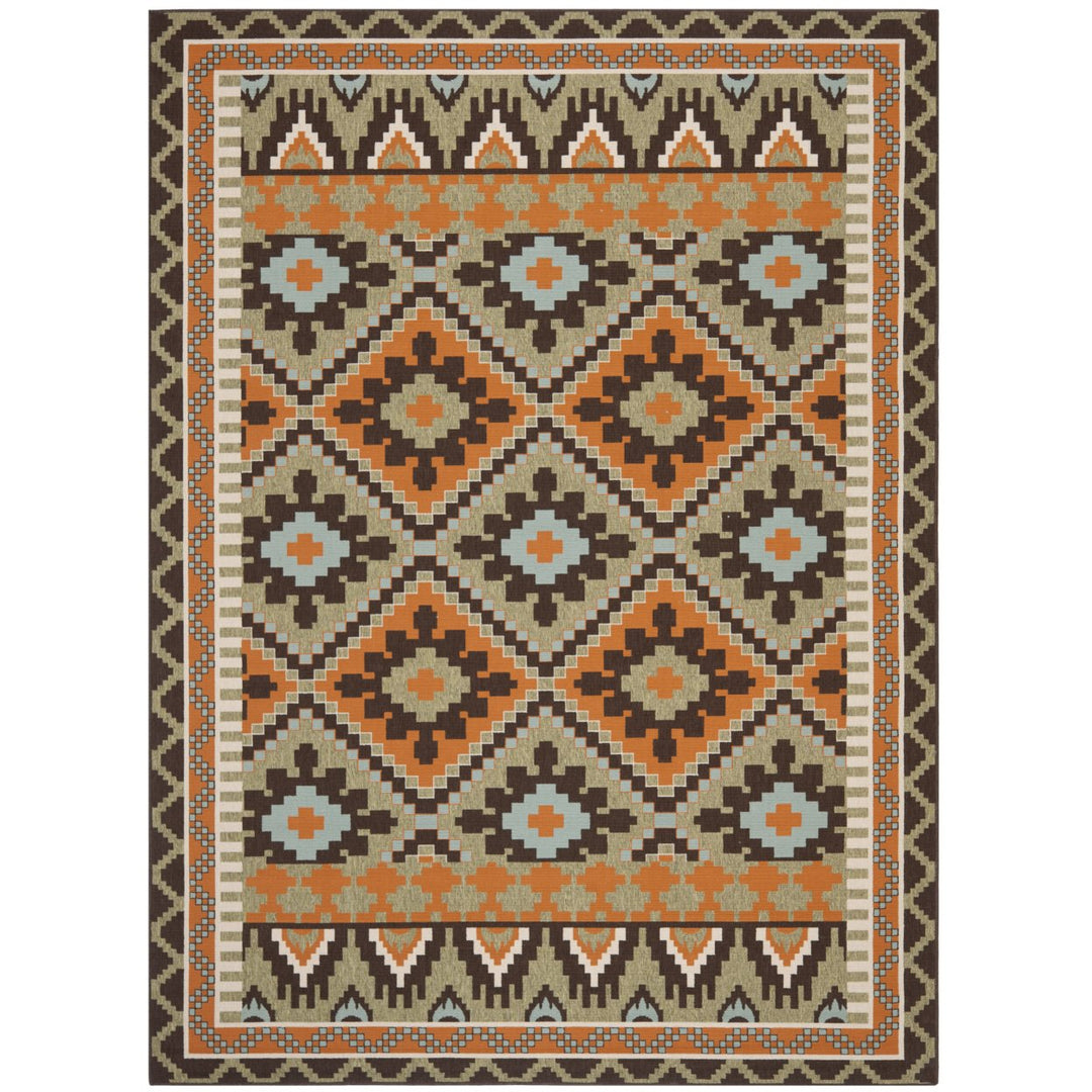 SAFAVIEH Outdoor VER096-0742 Veranda Green / Terracotta Rug Image 1