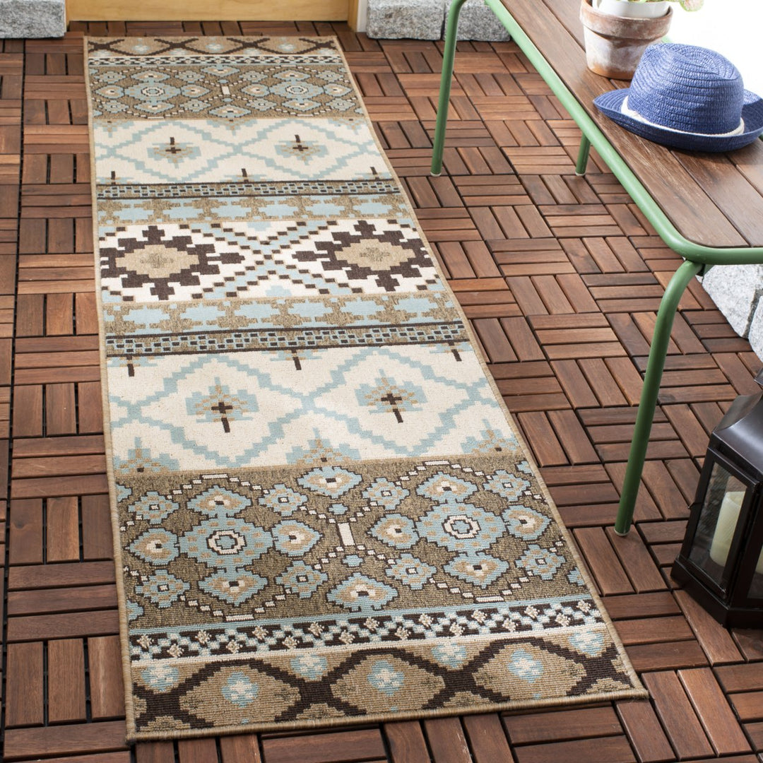 SAFAVIEH Outdoor VER097-0215 Veranda Creme / Brown Rug Image 3